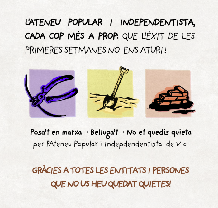 L'Ateneu Popular i Independentista, cada cop més a prop: que l’èxit de les primeres setmanes no ens aturi